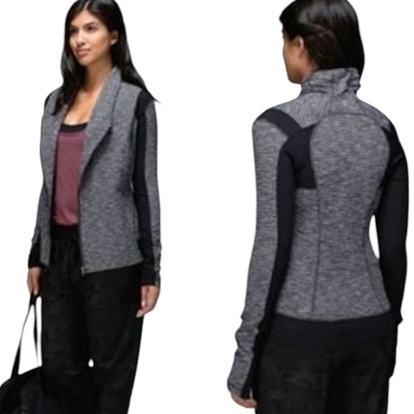 Lululemon Bhakti Yoga Jacket in Gray/Coco Pique Black / Black Size 10 MSRP $128 - Picture 2 of 14
